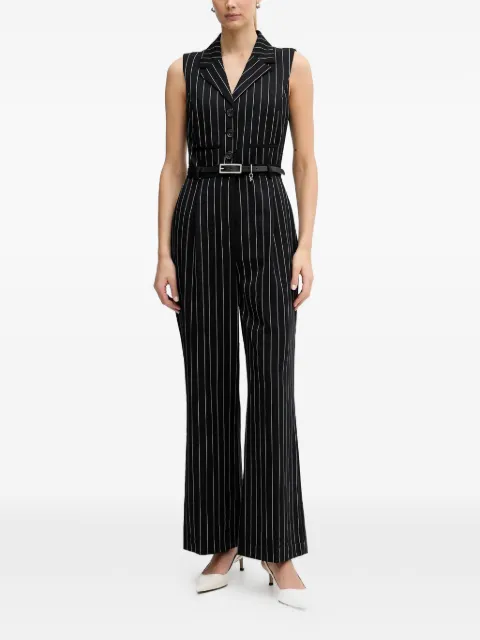 DKNY striped belted jumpsuit Black UK5D7374