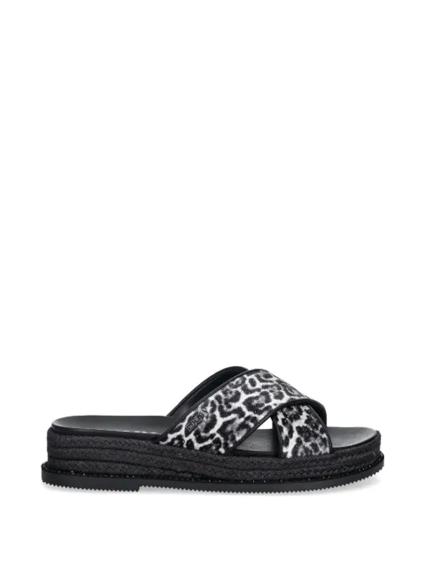 DKNY Berries cross-strap leopard-print slides Black K1699064