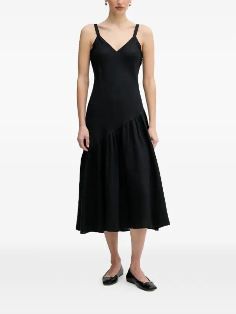 DKNY V-neck ruffled midi dress Black P5JNCD88