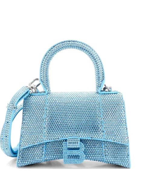 Balenciaga Pre-Owned Hourglass Top Handle Bag Suede with Crystals XS crossbody bag Blue OXCH6MM7VV76ADQL