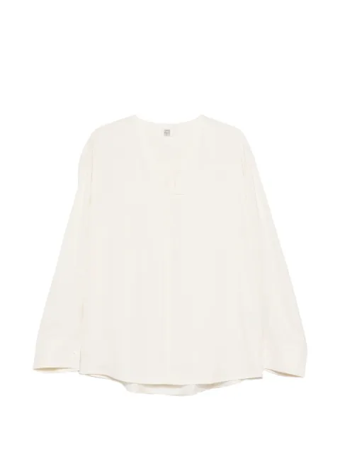 TOTEME V-neck long-sleeved top White 262WRT0674FB0600009