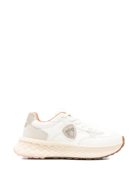 Blauer logo-plaque leather sneakers White S6LYNN01LES