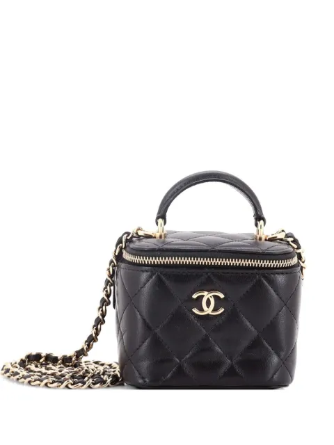 CHANEL Pre-Owned Classic Top Handle Vanity Case with Chain Quilted Lambskin Mini crossbody bag Black U6N9XI5X6PF1NHJG