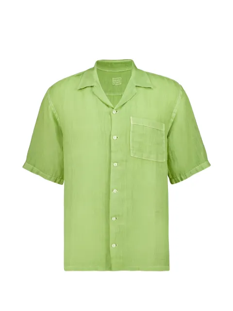120% Lino short-sleeved linen shirt Green 33ALIM19L30115S00