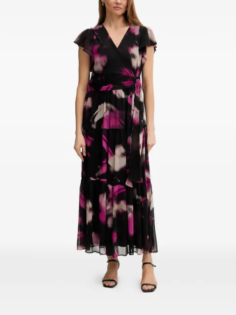 DKNY ruffled tie-waist maxi dress Black DD5G1562