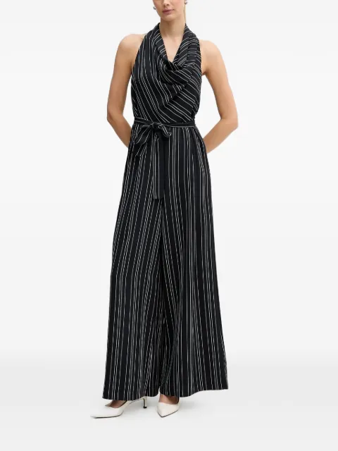 DKNY striped belted jumpsuit Black DD5P1P63