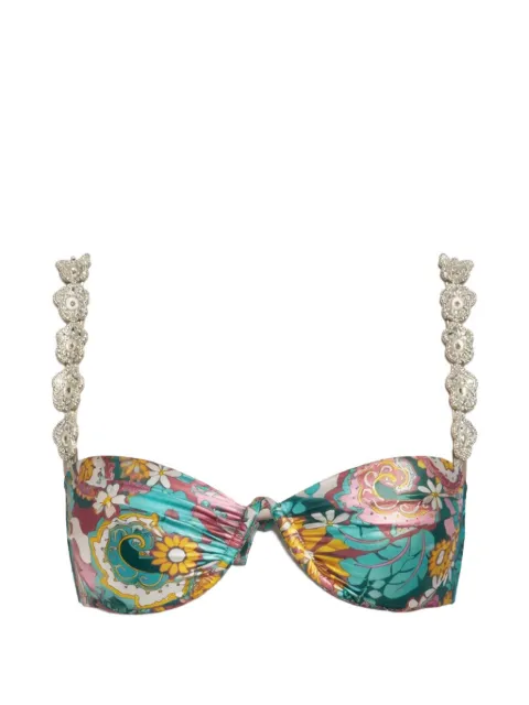 Del Maar Kaay crochet floral-print bikini top Blue DMF283TOP