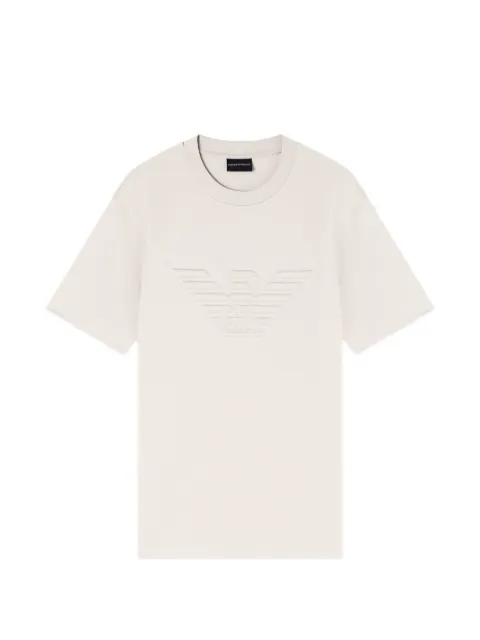 Emporio Armani embossed-logo round-neck T-shirt Neutrals EM004911AF13715