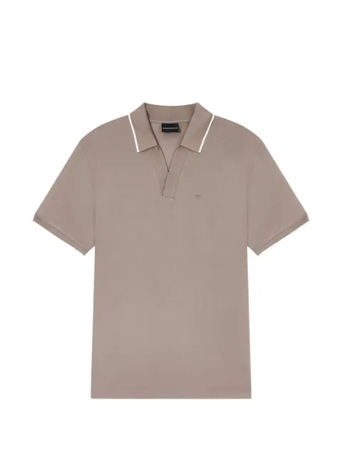 Emporio Armani piqued v-neck polo shirt Neutrals EM005852AF12955