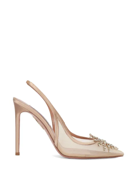 Aquazzura 105mm crystal-embellished heeled pumps White CYFHIGL0SFH