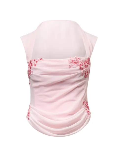 Stolen Stores Belle draped lace-embellished corset Pink 0203360884