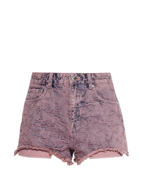 A BATHING APE® embroidered frayed shorts Pink 001DSM302301L