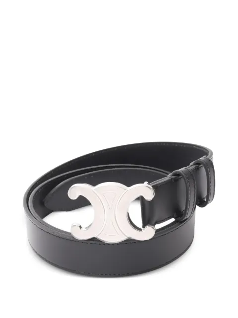Celine Pre-Owned 2020s large Triomphe leather belt Black 1044793