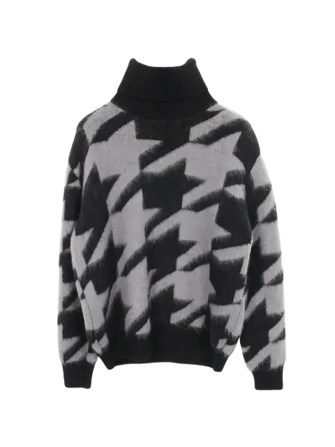 Givenchy Pre-Owned 2010s houndstooth turtleneck knitted sweater Black 1045254