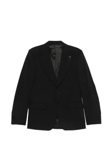 Lardini peak-lapel flower-pin blazer Black PA6929ECN64422