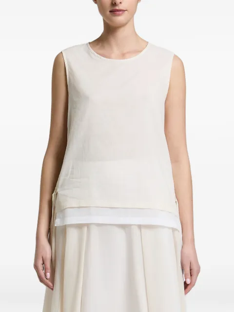 Peserico drawstring-side layered-hem top Neutrals S08203L100481