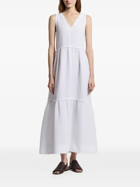 Peserico V-neck tiered maxi dress White M02407T001617