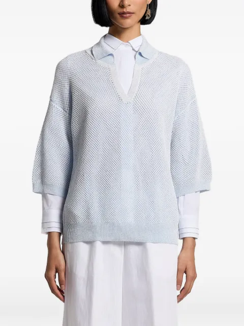 Peserico sequinned cotton yarn polo shirt Blue A99031F129234R