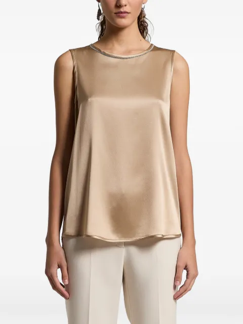 Peserico embellished-collar sleeveless top Neutrals A08893D02372