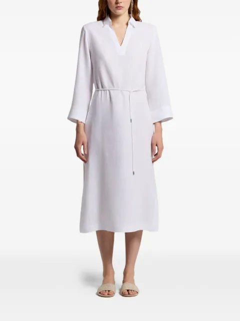 Peserico V-neck tie-detail midi dress White S02415A02647