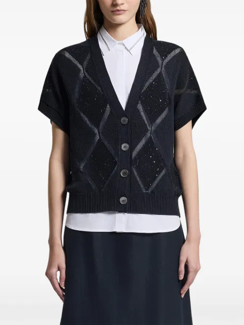 Peserico argyle V-neck cardigan Black S99163F079333A