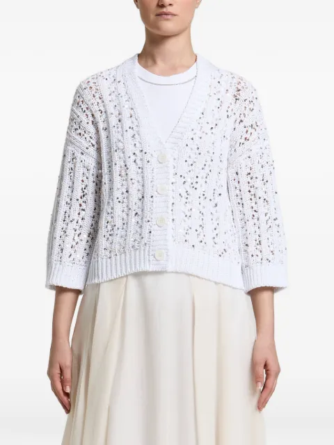 Peserico sequin-embellished open-knit cardigan White A99095F039117B