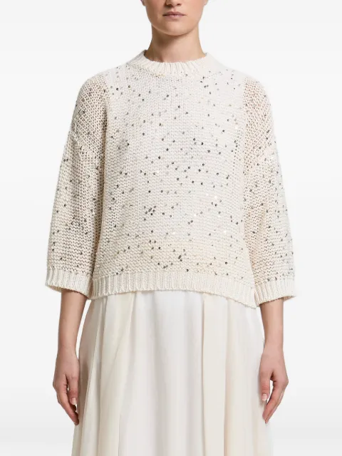Peserico sequin-embellished open-knit sweater Neutrals A99891F039117B