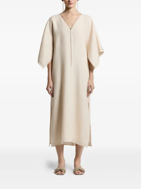Peserico Aurea V-neck midi dress Neutrals E02372A02600