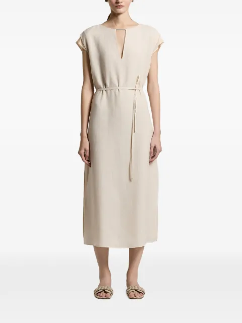 Peserico V-neck belted dress Neutrals E02368A02600