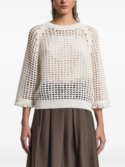 Peserico sequinned cordonet sweater Neutrals A99047F0709110
