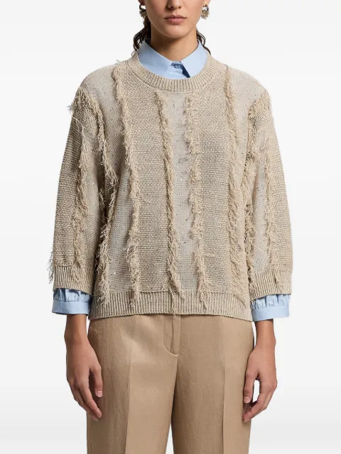 Peserico sequinned fringed sweater Neutrals A99073F079106A