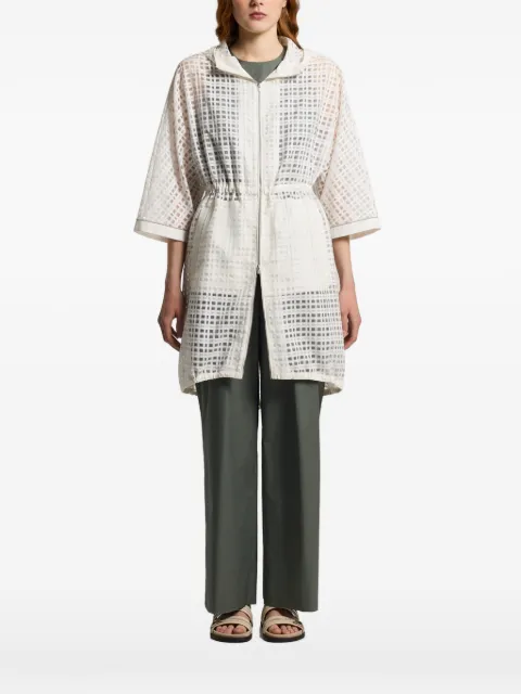 Peserico hooded grid coat Neutrals S210638758B