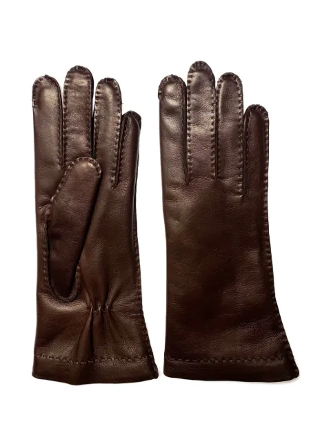 Restelli stitched leather gloves Brown 64