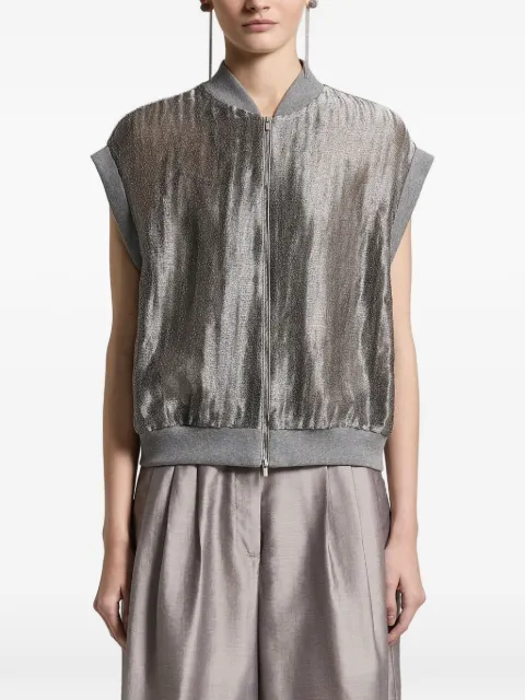 Peserico zip-up sleeveless bomber jacket Silver E0316705032
