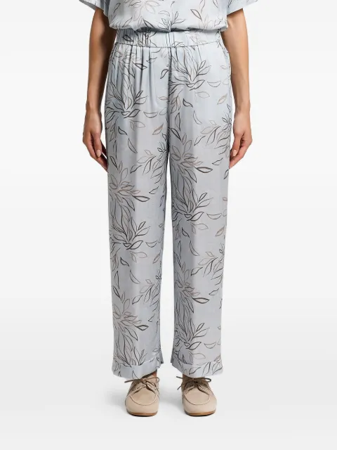 Peserico printed satin trousers Blue A0403604742