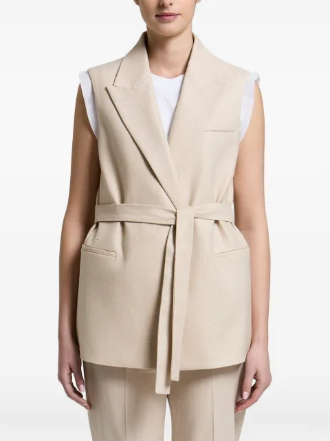 Peserico belted sleeveless jacket Neutrals A03528A00591