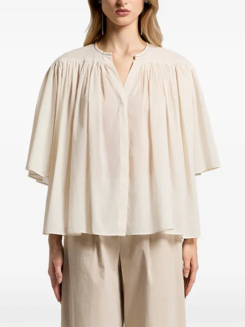 Peserico gathered V-neck blouse Neutrals S06010L100481