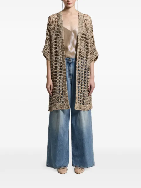 Peserico mesh sequin appliquéd cardigan Neutrals E99166F039329A