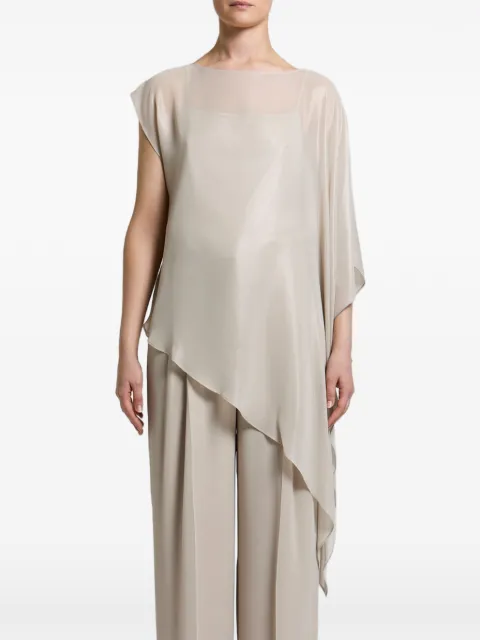 Peserico asymmetric-hem metallic-finish top Neutrals E0641002361