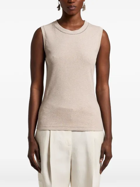 Peserico ribbed trim top Neutrals S08700J005669
