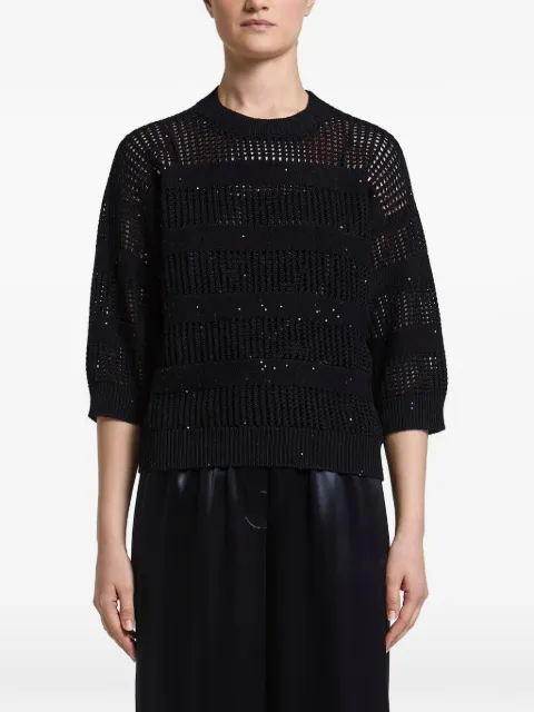 Peserico sequin-embellished open-knit sweater Black S99124F0509110