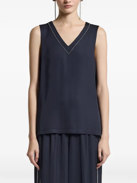 Peserico Aurea V-neck sleeveless top Blue E0822001940