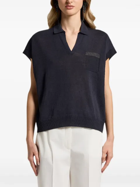 Peserico V-neck pocket knitwear Blue S99178F129056V