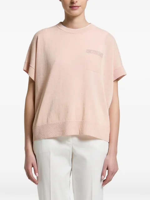 Peserico bead-embellished pocket sweater Pink S99180F129056V