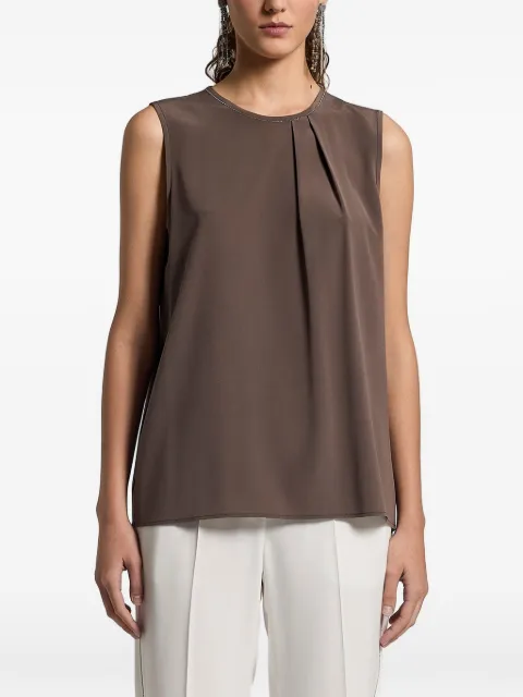 Peserico pleated sleeveless top Brown A0863407325