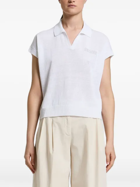 Peserico bead-embellished polo-collar sweater White S99178F129056V