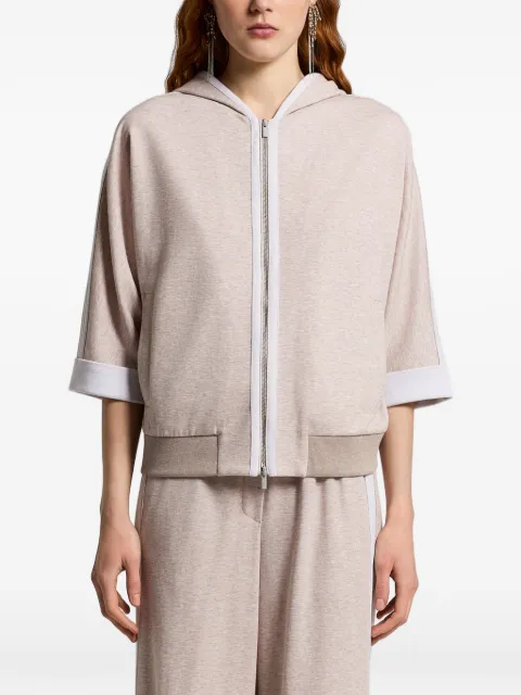 Peserico hooded striped jacket Neutrals S12079J005667