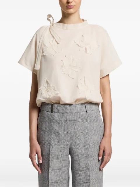 Peserico floral tie neck top Neutrals S06008L10Q00481