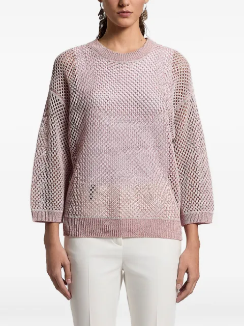 Peserico sequinned open-knit crew-neck sweater Pink A99083F079106B