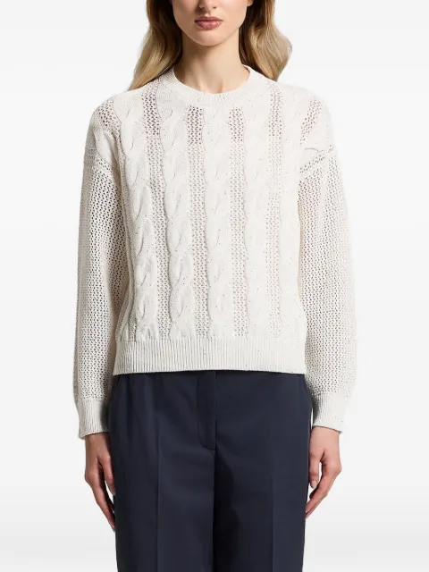 Peserico sequinned cable-knit sweater Neutrals A99051F0709110